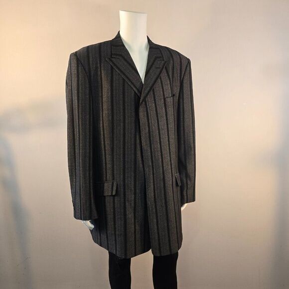 Giorgio Brutini Sport Coat Blazer Jacket Men’s 46L Charcoal Gray Black Striped - Picture 3 of 12